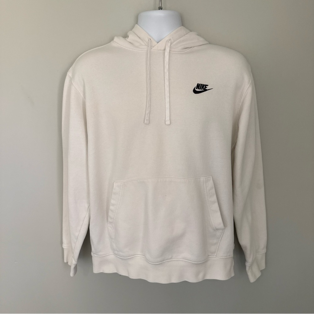 Nike Sportswear White Fleece Pullover Hoodie - Large